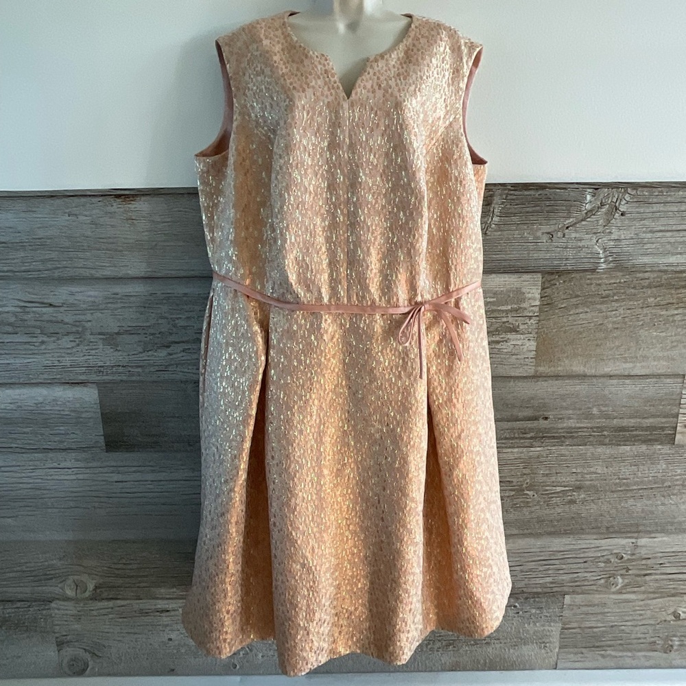 Norman Ambrose rosegold and gold metallic dress